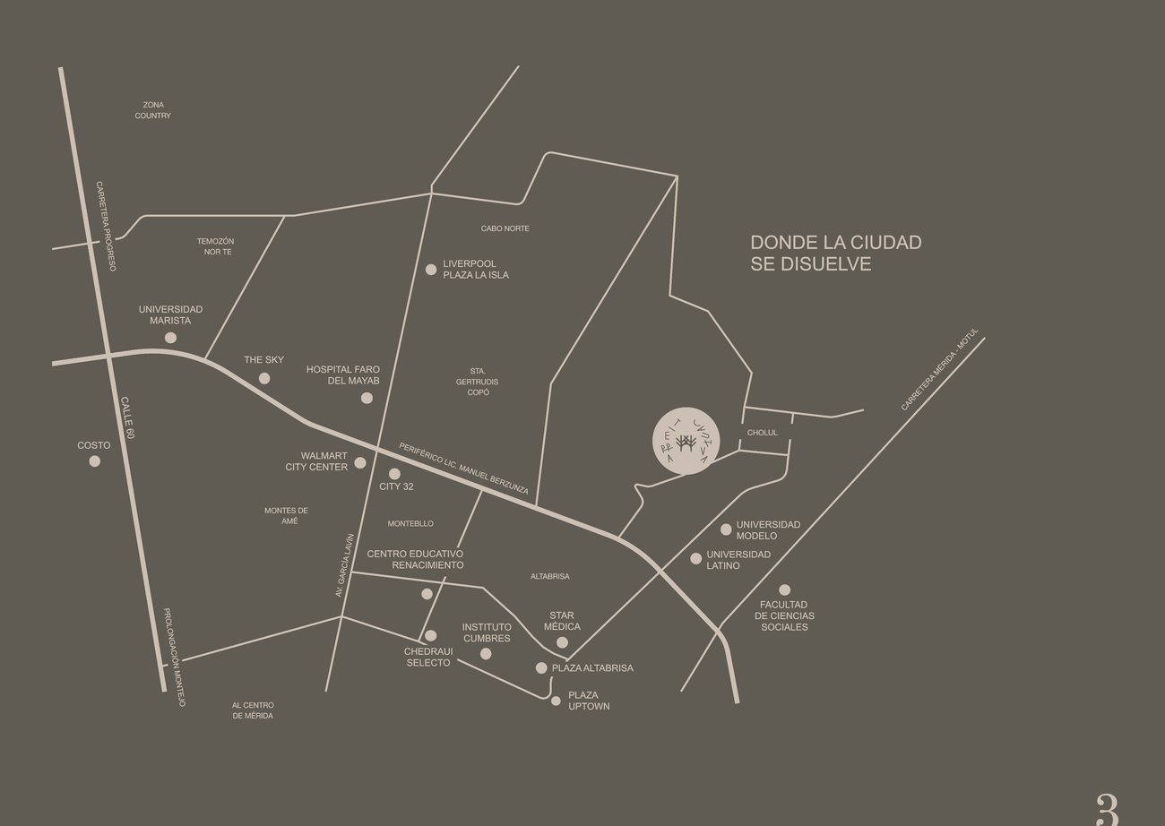 Mapa de ubicación de Tierra Cautiva en Cholul, norte de Mérida